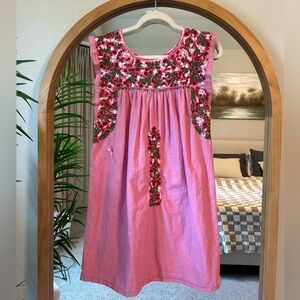 Mi Golondrina Flores Dress in Pink Size Medium